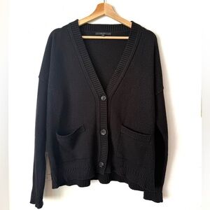 Cyrus Black Oversized V-Neck Button Cardigan